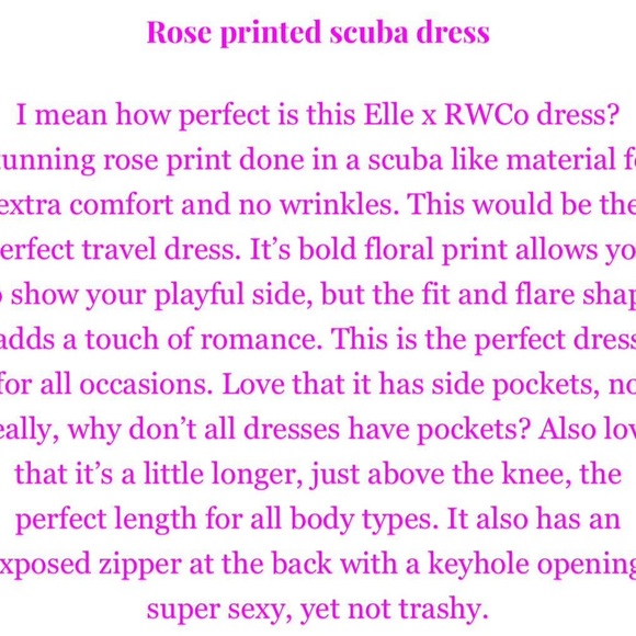 🌹 Elle x RW&Co A-Line Rose Print Scuba Dress – Size 0 🌹 - Picture 10 of 12